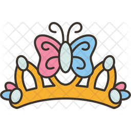 Butterfly Crown Icon - Download in Colored Outline Style