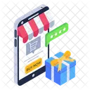 Buy Online Gift Online Surprise Mobile Shopping Icon