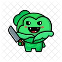 Cabbage Holding A Knife Cute Cabbage Cute Icon