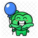 Cabbage Holding Balloon Holding Balloon Cute Cabbage Icon