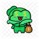 Cabbage Holding Moneybag Cabbage With Expression Dollar Eye Icon