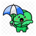 Cabbage Holding Umbrella Umbrella Cute Cabbage Icon