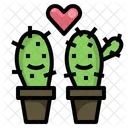 Love Cactus Couple Icon