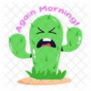 Cactus Enojado Planta Enojada Otra Vez Por La Manana Icono