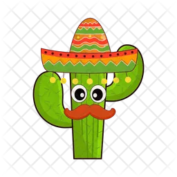 Personaje de cactus méxico  Icono