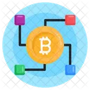 Red Bitcoin Moneda Digital Blockchain Icono