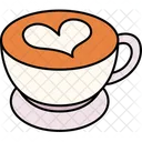 Corazón de café caliente  Icono