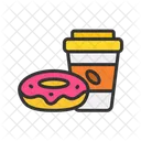 Cafe con donut  Icono