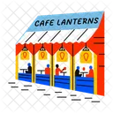 Cafe Laternen Cafe Abendessen Symbol