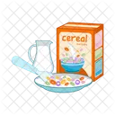 Leite de cereal, caixa de cereal com leite  Ícone