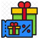 Descuento en caja de regalo  Icono