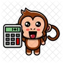 Macaco fofo segurando calculadora  Ícone