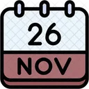Calendar November Twenty Six Symbol