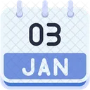 Calendar January Three Icon