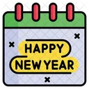 Happy New Year Celebration Time And Date Icon