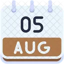 Calendar August Five Icon