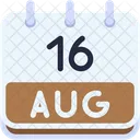 Calendar August Sixteen Icon