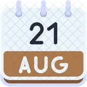 Calendar August Twenty One Icon