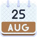 Calendar August Twenty Five Icon
