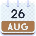 Calendar August Twenty Six Icon