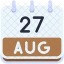 Calendar August Twenty Seven Icon