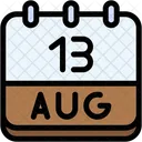 Calendar August Thirteen Icon
