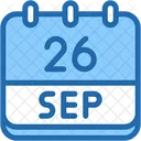Calendar September Twenty Six Icône