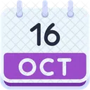 Calendar October Sixteen Icon