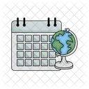 Globe Calendar Date Icon