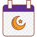 Calendar crescent moon and star  Icon