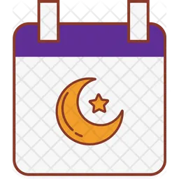 Calendar crescent moon and star  Icon