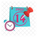 Calendar date valentine, alarm with pin  Icon