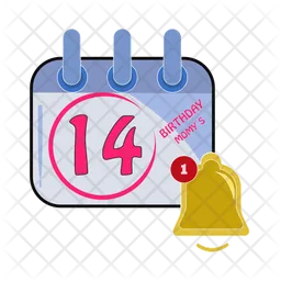 Calendar date valentine with bell  Icon