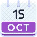 Calendar October Fifteen Icon