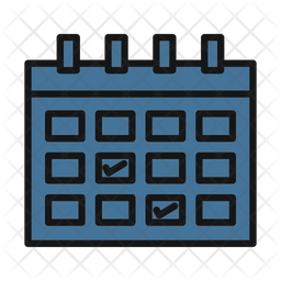 Calendar With Clock Icon - Download in Colored Outline Style