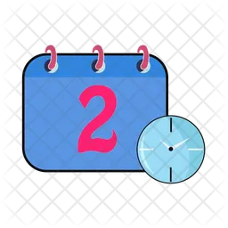 Calendar with clock time  Icon