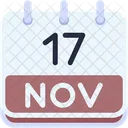 Calendario Novembro Dezessete Ícone