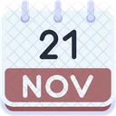 Calendario Noviembre Veintiuno Icono