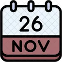 Calendario Noviembre Veintiseis Icono