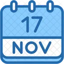 Calendario Novembro Dezessete Ícone