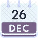 Calendario Diciembre Veintiseis Icono