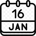 Calendario Janeiro Dezesseis Ícone