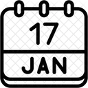 Calendario Janeiro Dezessete Ícone