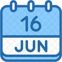 Calendario Junho Dezesseis Ícone