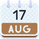 Calendario Agosto Dezessete Ícone