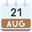 Calendario Agosto Veintiuno Icono