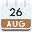 Calendario Agosto Veintiseis Icono