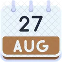 Calendario Agosto Veintisiete Icono