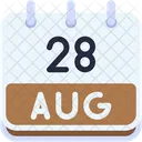 Calendario Agosto Veintiocho Icono