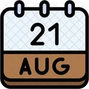 Calendario Agosto Veintiuno Icono